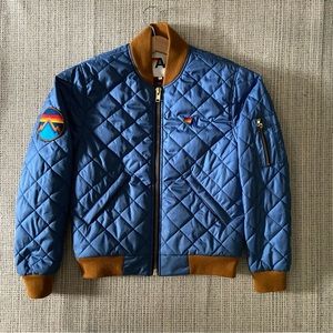 SzXS Aviator Nation Bomber/Puffer Jacket Five Stripe Patch Flannel Lining